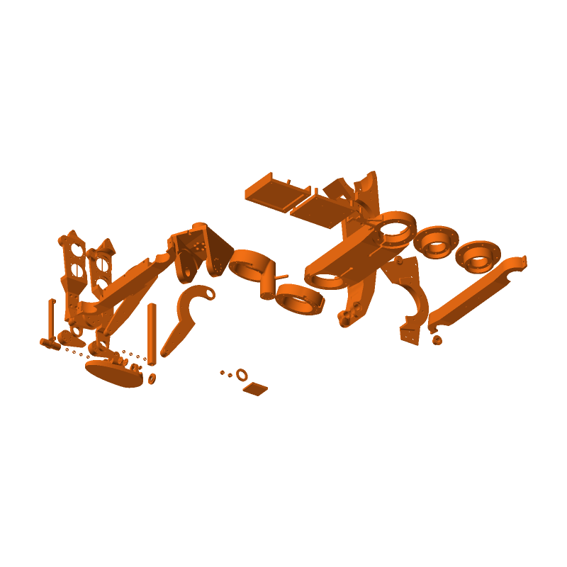 Render of every printed part in the LeRobot humanoid kit